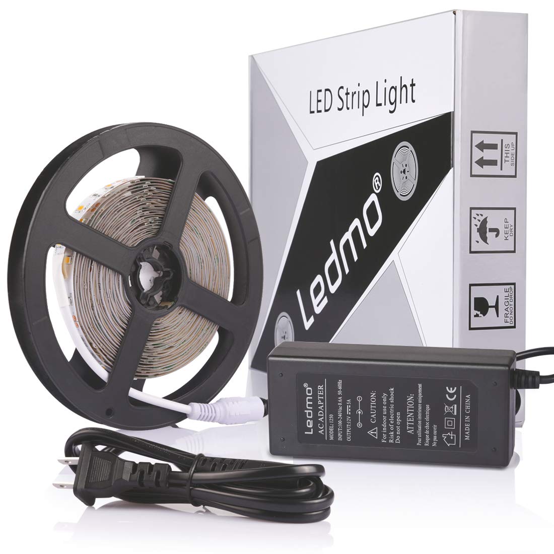 LEDMO LED Strip Lights, Upgraded 300Leds 16.4ft Warm White 3000K LED Light Strip+12V 5A Power Supply