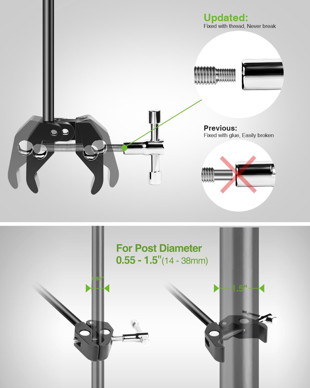 elitehood Aluminum iPad Holder for Mic Stand, Side Mount iPad Music Stand Holder for Microphone, 360° Swivel Tilt Adjustable Mic Tablet Mount for 4-13in iPhone, Cell Phones and Tablets