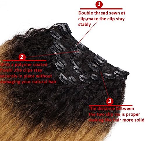 Veravicky Brazilian Ombre Color Clip in Hair Extensions 8A Grade Afro Kinky Curly Hair 18" 120G 10PCS/Lot (1B/27)