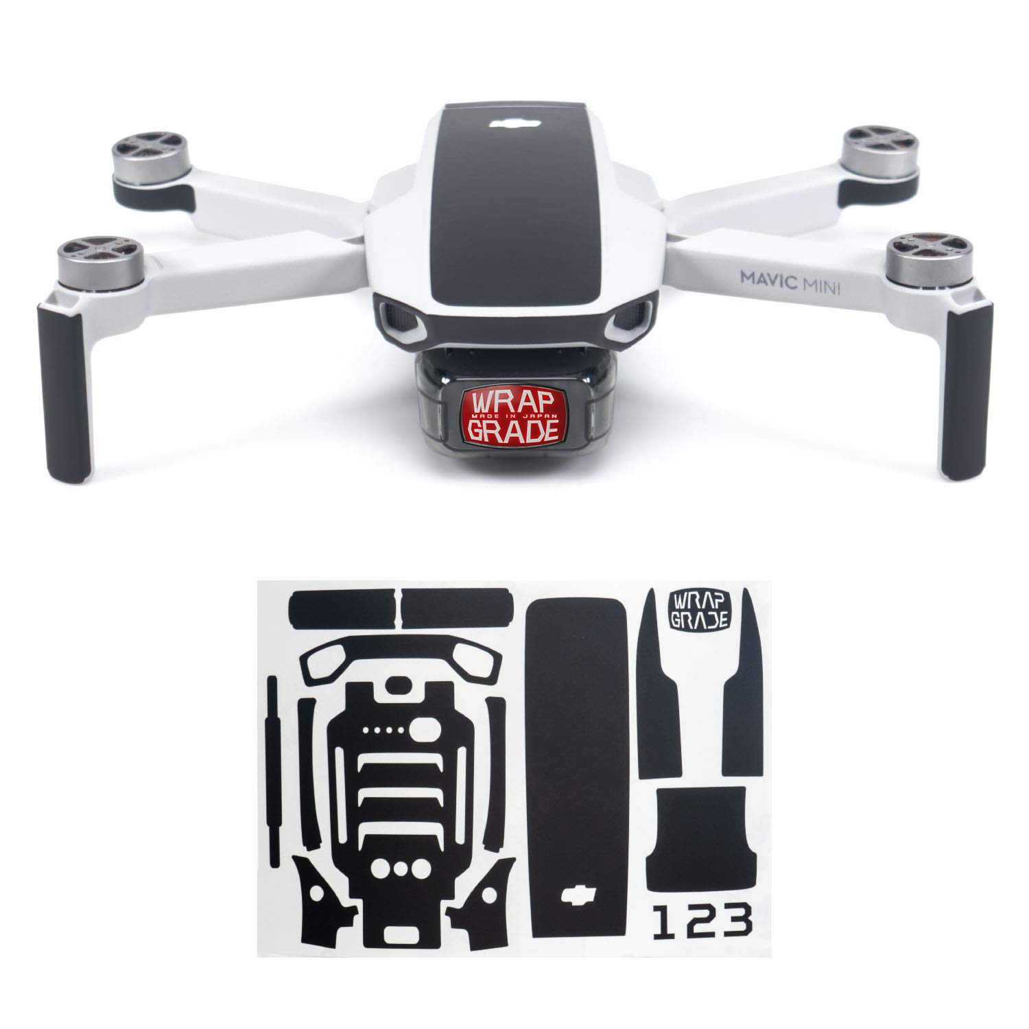 Wrapgrade Skin Sticker compatible with DJI Mavic Mini | Accent Color (STEALTH BLACK)