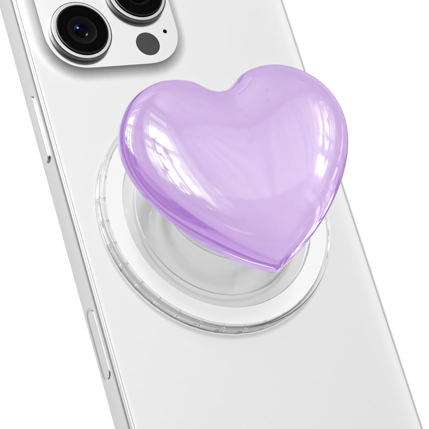 Svanove Heart Magnetic Phone Grip Compatible with Magsafe Phone Grip Holder, Cute Collapsible Glass Grips Stand Kickstand for iPhone Samsung, 3D Crystal Glitter Love Mag Safe Holder, Purple Lavender