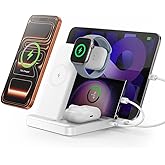 Caxdon Multiple Devices Charging Station, 5-in-1 Charging Station for iPhone 17 Pro Max/Pro/16/15/14/13/12, iPad Pro/Air/Mini, Apple Watch and Airpods,Wireless Charging Dock(G805) (White)