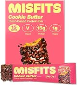 Misfits Vegan Protein Bars Cookie Butter 15g Protein Low Carb 15ct