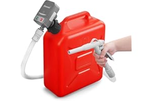 BJFFN Gas Can Fuel Pump Portable - Gifts for Men, Fast 3.2 GPM Flow Rate, 51” Flexible Intake Hose, Auto-stop Sensor and 3 Tank Adapter, for Gasoline, Kerosene, Diesel, Non-Potables grey