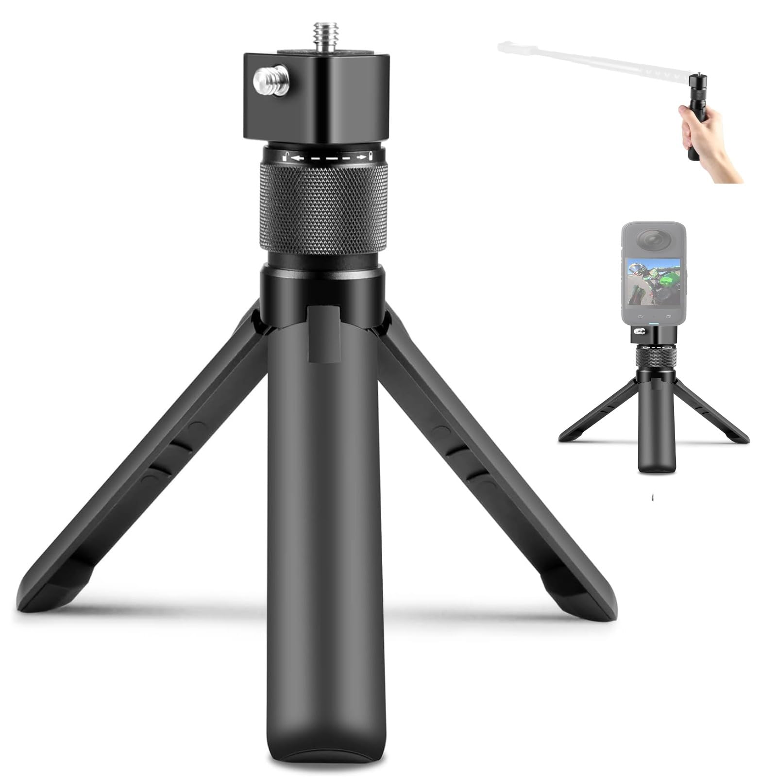 Akozon Bullet Time Selfie Stick Handle for ONE X3/X2/R/X/EVO Action Multi-Functional Fold Tripod, Black