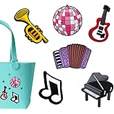 CHARIBEA Music Charms for Bogg Bag - Set of 6 PVC Rubber Inserts, Compatible with Bogg Bag Accessories, Beach Bag Charms Inserts Accessories for Women Girls