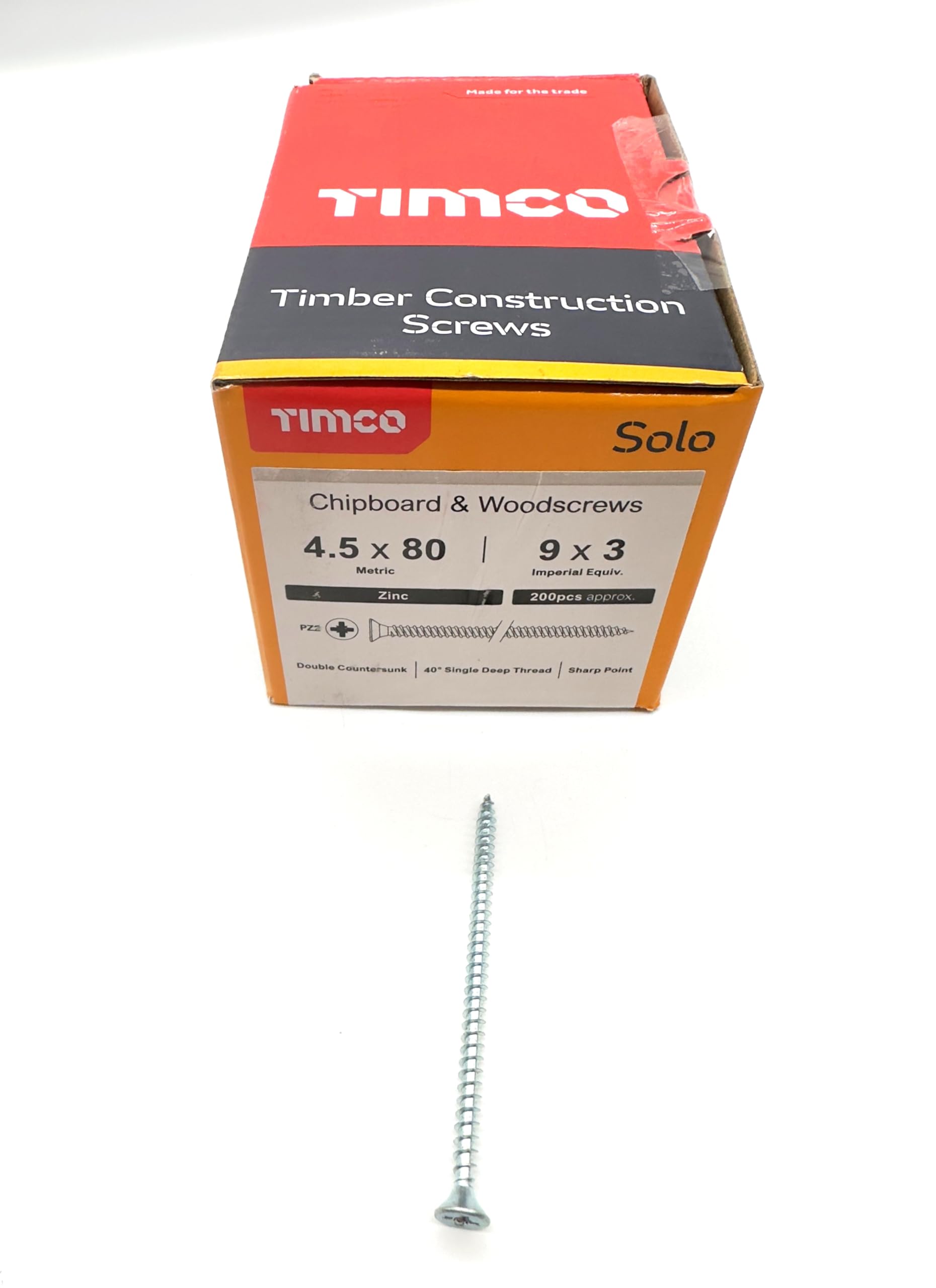 200 Pcs Silver Wood Screws Double Countersunk General Purpose (4.5mm x 80mm)