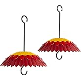Bird Feeder Rain Guard Cover Dome Skaithee 8" Bird Feeder Baffle for Outside Hummingbird Shade Umbrella with Ant Guard Shepherd Hook, Red Color Attracts Birds & Anti Sun/Rain/Snow (2 Pcs)