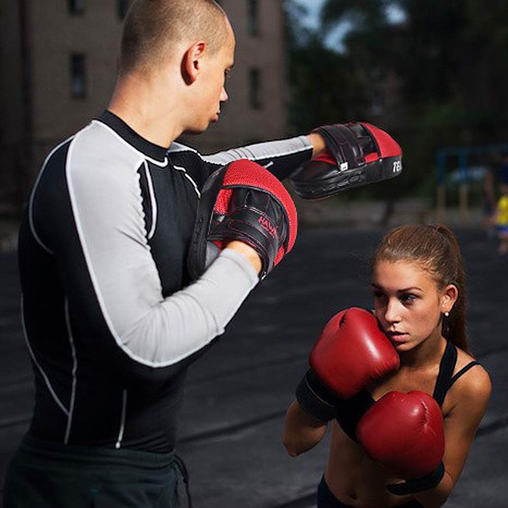 Punching Mitts Kickboxing Muay Thai MMA Boxing Mitts Training Focus Punch Mitts Bags Hand Target Pads for Kids, Men & Women (Pair) (Red) : Sports & Outdoors