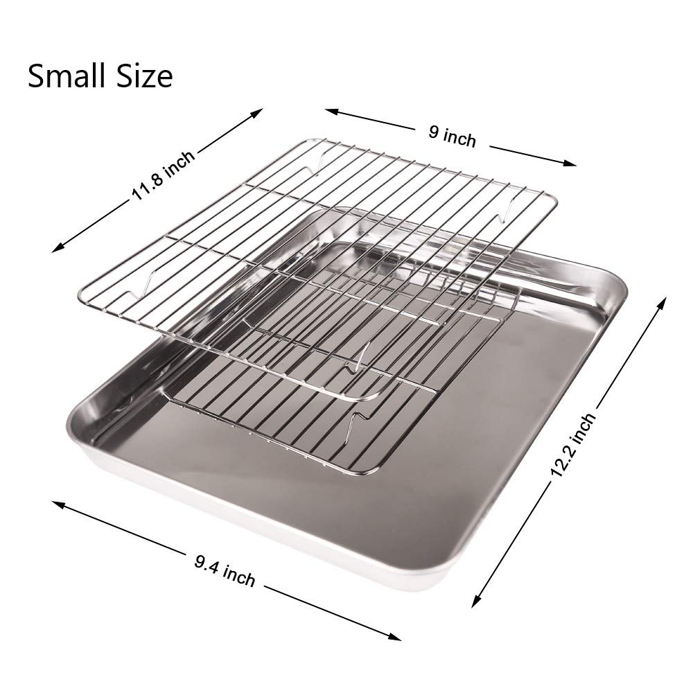Disumos Baking Sheet with Rack Set Stainless Steel Baking Pan and Cooling Rack Rectangle Baking Pans Tray Sheet with Cooling Rack - Pack of 4 (2 Sheets + 2 Racks)