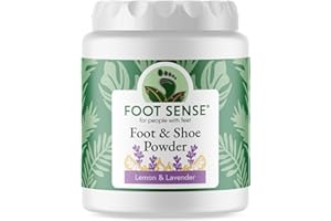 FOOT SENSE All Natural Foot & Shoe Powder, Foot Deodorant, Talc-Free, Odor Eliminator, Disinfects & Deodorizes, Long-Lasting up to 6 Months Safe for Men, Women, Kids, Athletes, 50g