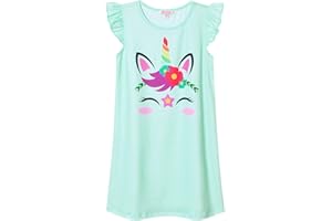 QPANCY Girls Nightgowns Princess Nightdress Cotton Sleepwear Pajamas Dress for Kids