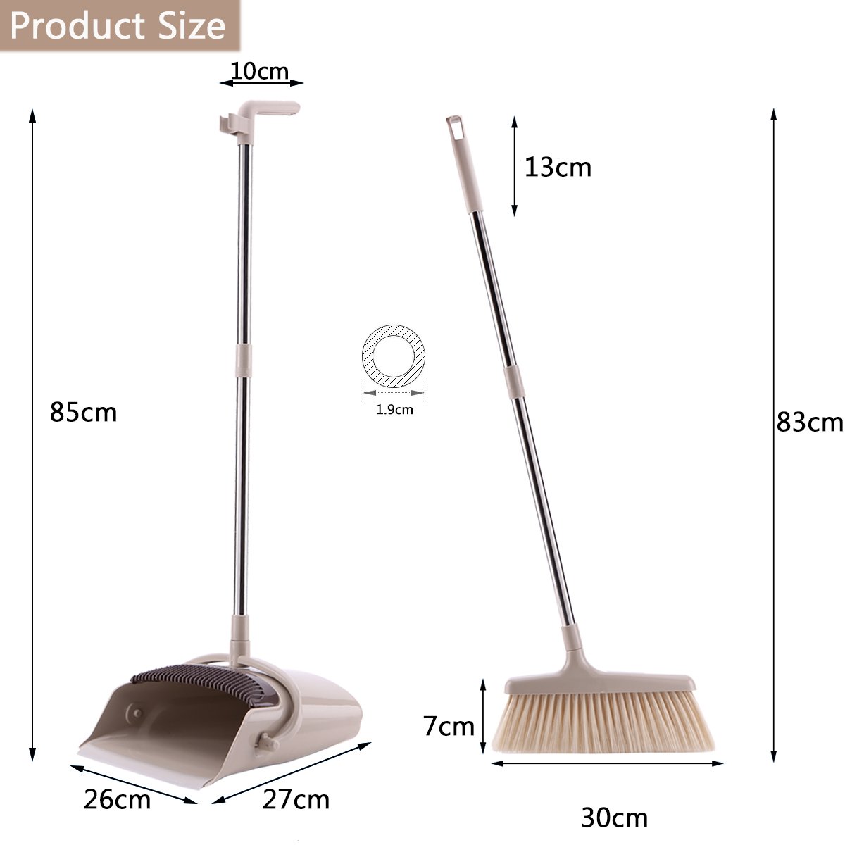Dust Pan and Broom Set with Long Handle Combo Standing Upright Sweep Use for Pet Dog Hair Home Kitchen Office Lobby Floor