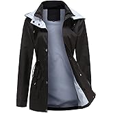 Gyozelem Womens Raincoat Windbreaker Waterproof Lightweight Lined Hooded Rain Jacket
