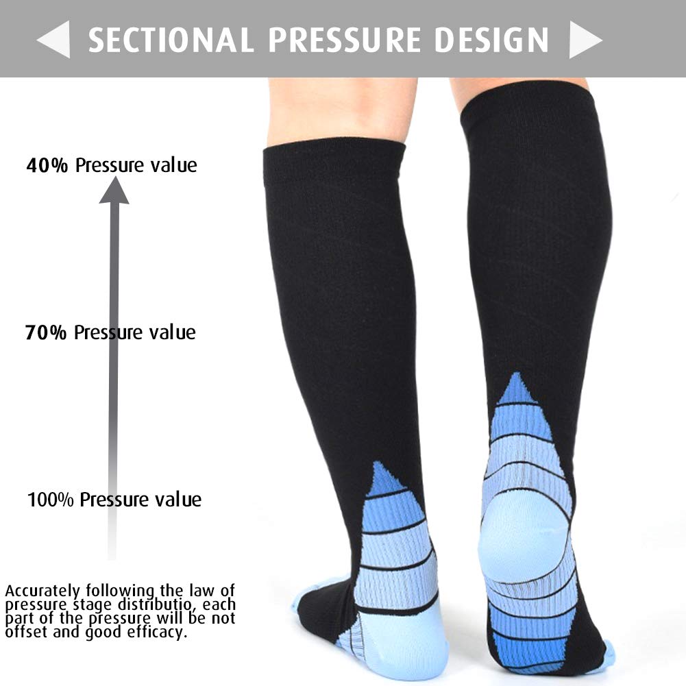 5 Pairs Graduated Compression Socks 20-30mmHg for Men & Women BEST Stocking for Running, Medical, Athletic, Flight, Travel, Pregnancy, Nursing, Shin Splints & Speed-up Muscle Recovery