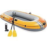 INTEX Challenger Inflatable Boat Set: Includes Deluxe 48in Boat Oars and High-Output Pump
