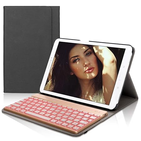 D DINGRICH Samsung tab A 10.1 Tastatur Hülle, Samsung tab A10.1 case mit 7 Farben Hintergrundbeleuchtung Abnehmbare Wireless 