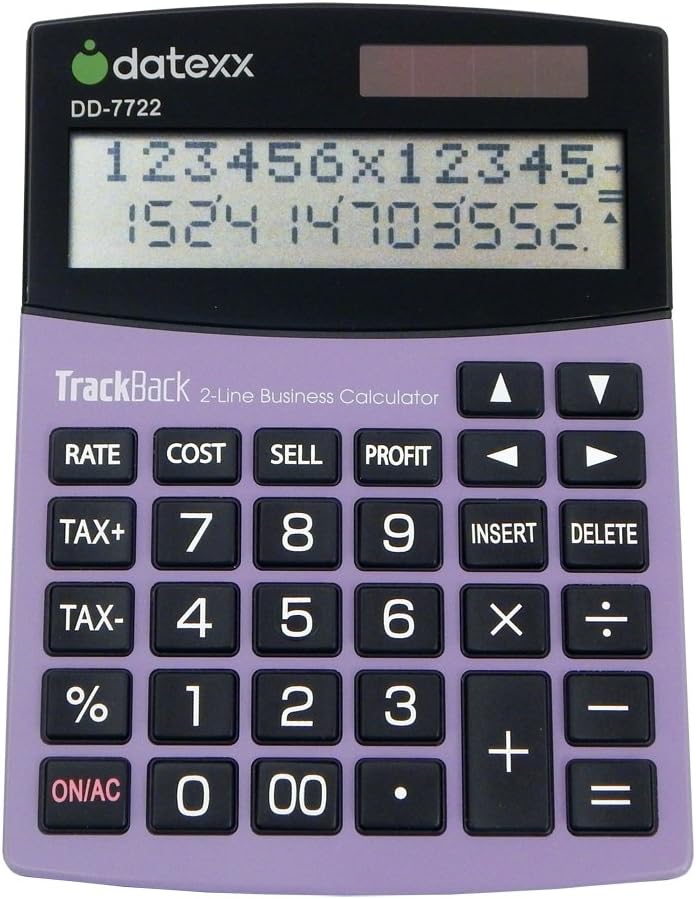 Datexx 2-Line TrackBack Business Large Desktop Calculator, DD-7722