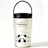 Gwansiry Ceramic Coffee Cup, 16 oz Coffee Tumbler Insulated Travel Mugs | 12H Heat Retention, Leakproof Lid With Handle. 316L Stainless Steel, Perfect For Office, Car, Camping &amp; Outdoor Trips