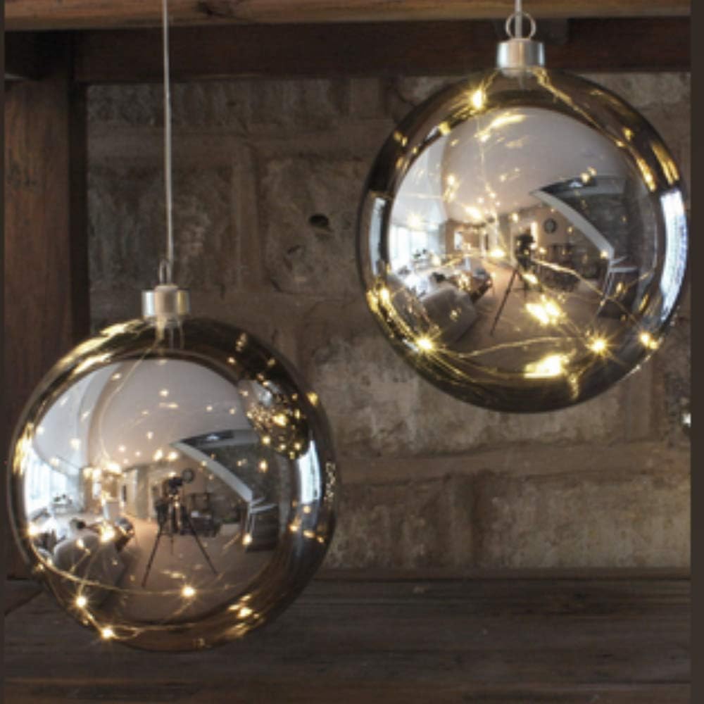 Hanging Mirror Glass Giant Bauble, 10 LED Lights, Indoor Use Amazon.co