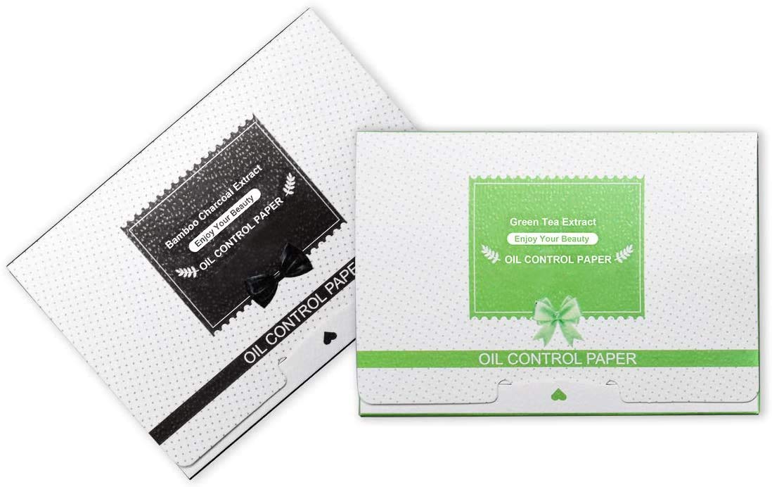 200 Sheets Oil Blotting Paper, Charcoal and Green Tea Facial Oil Absorbing Sheets, Top Handy Portable Oil Absorbing Tissues for Skin Care or Make Up(2 Pack)