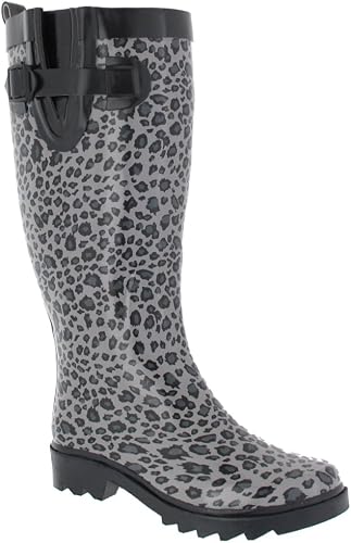 Amazon.com: Capelli New York - Botas de lluvia para mujer, diseño de  leopardo, color negro, Gris, 10: Shoes