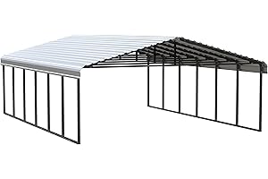 Arrow Carports Galvanized Steel Carport, Double Car Metal Carport Kit, 20' x 29' x 9', Eggshell