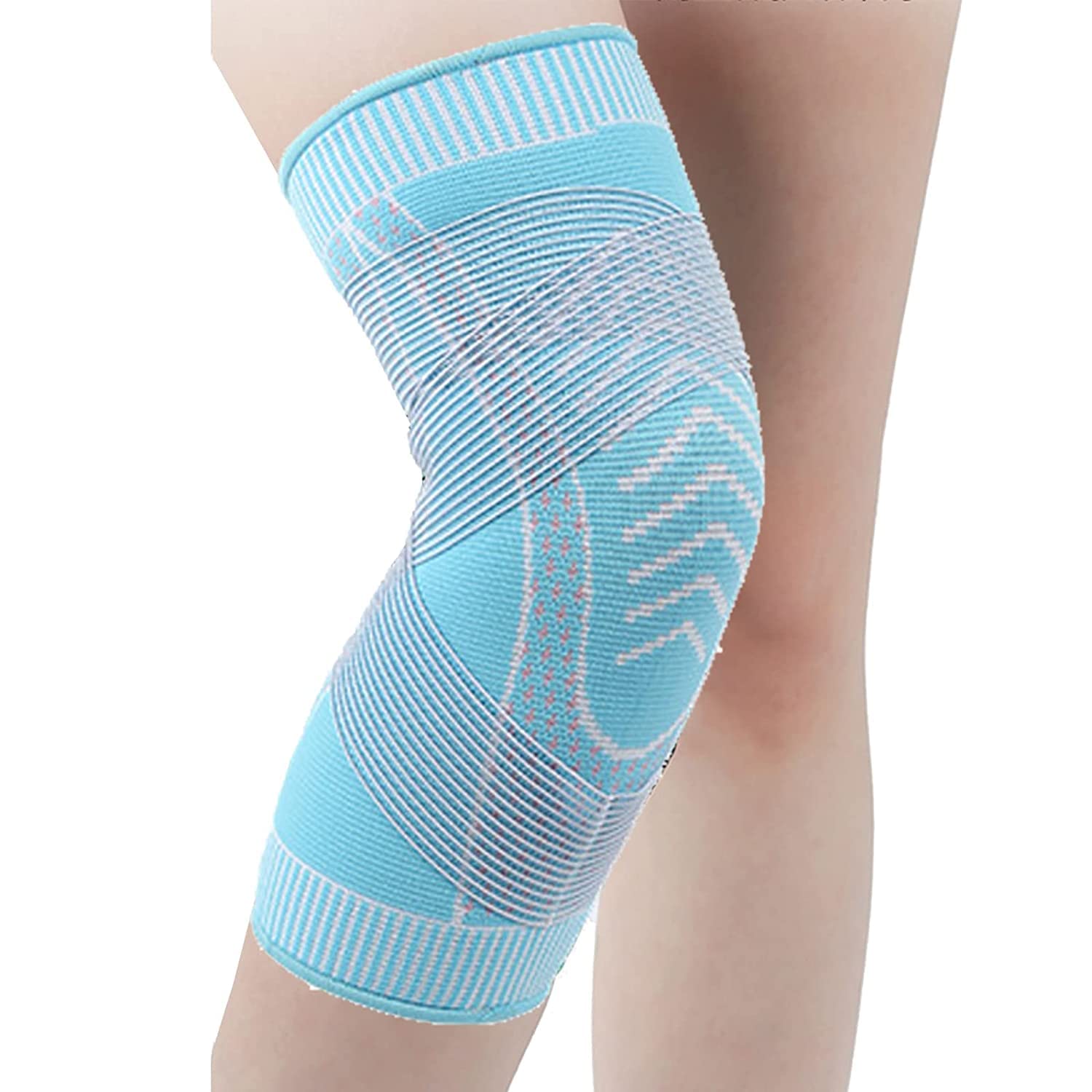 SONGQEE Knee Brace Support Compression Knee Sleeve for Men Women, KneePads Knee Guard for Joint Pain Relief, Arthritis, Injury Rehabilitation, Weight Lifting, Running, Sports (XXL, Sky Blue)