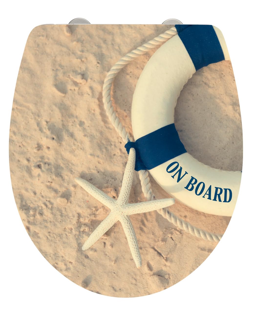 WENKO 22981100 Toilet seat On Board - Toilet seat with soft closing mechanism, rustproof Fix-Clip hygienic stainless steel mounting element, Duroplast, 39 x 46 cm, Multicoloured