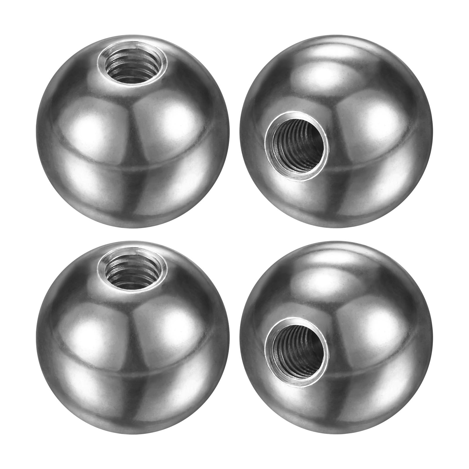 M METERXITY 4Pcs Threaded Ball Nut Knobs, M6x20mm 304 Stainless Steel Female Thread Ball Nut Cap for Lighting Fixtures/Machinery/DIY, Round Solid Screw Cap Cover [Silver]