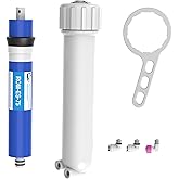 75 GPD RO Membrane Filter Replacement with Reverse Osmosis Membrane Housing, Wrench, 1/4" Quick-Connect Fitting, Check Valve, Fit Under Sink RO Home Drinking Water Filter Filtration Purifier System