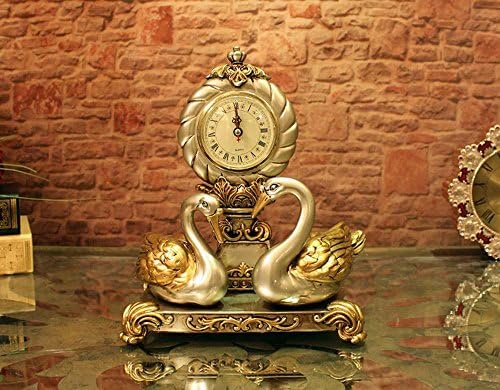 WWQY European-style home decoration creative swan clock decoration living room study clock resin crafts 23 15 28