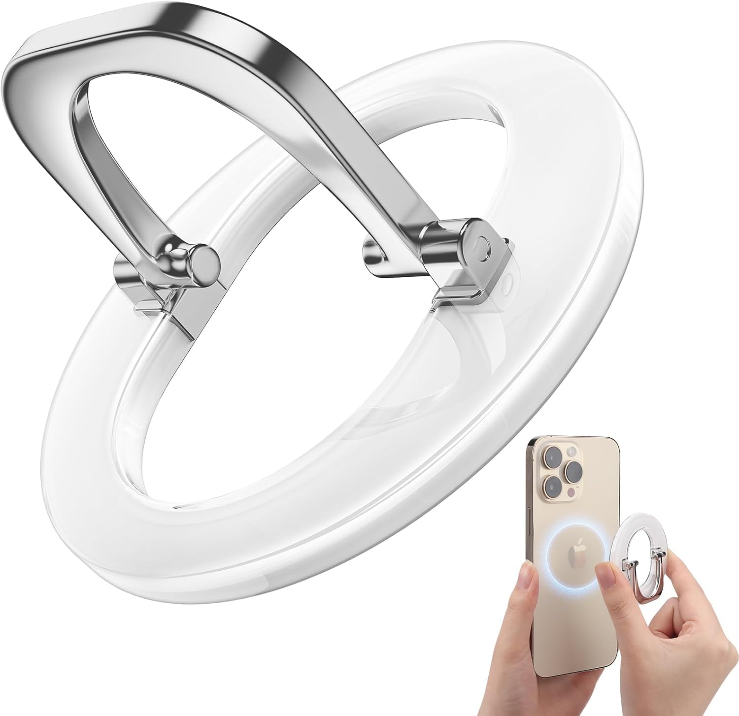 Photo 1 of SUPERONE for MagSafe Phone Grip, Adjustable Magnetic Phone Ring Holder, Removable Finger Phone Ring Kickstand Compatible with MagSafe Accessories Only for iPhone 17/16/15/14/13/12 Series