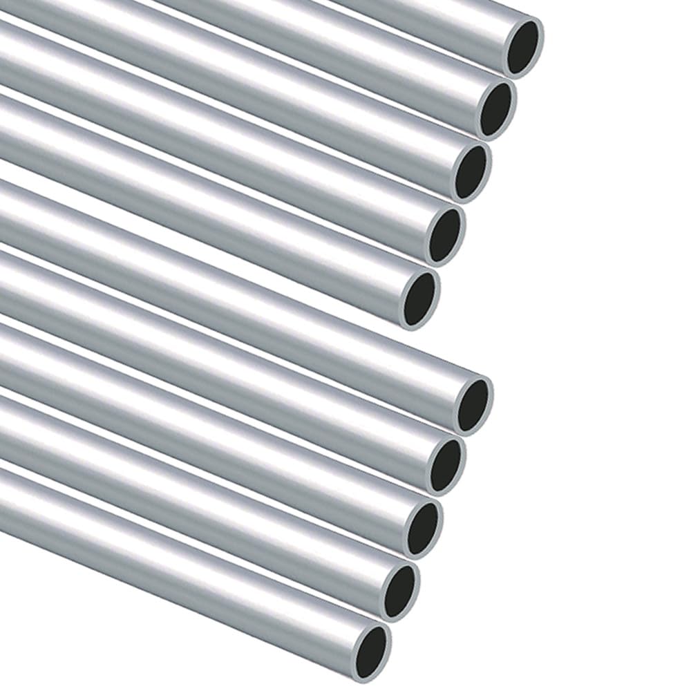 Photo 1 of 10 Pcs 12-Inch Length Aluminum Tubes,3/8" OD 1mm Wall Thickness Aluminum Round Tube,6063 Aluminum Hollow Seamless Straight Tubing for DIY Projects,Home Decorations,Architectural Applications