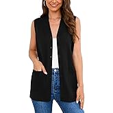 Veryoung Women's 2026 Sleeveless Button Down Cardigan Sweaters Fashion Casual Soft Knit Office Duster Vests with Cozy Pockets