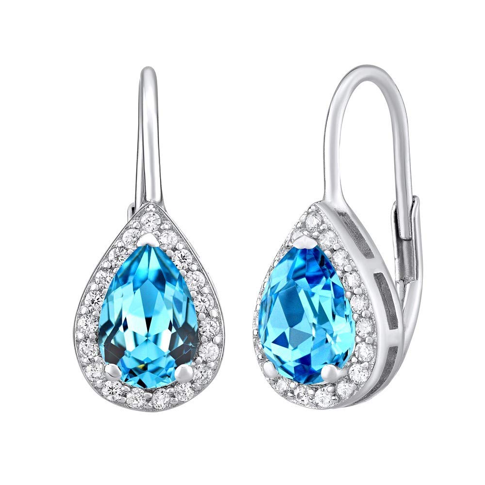 SILVEGO - LPS0341BT - Women's 925 Silver Earrings with Light Blue Topaz Synthetic