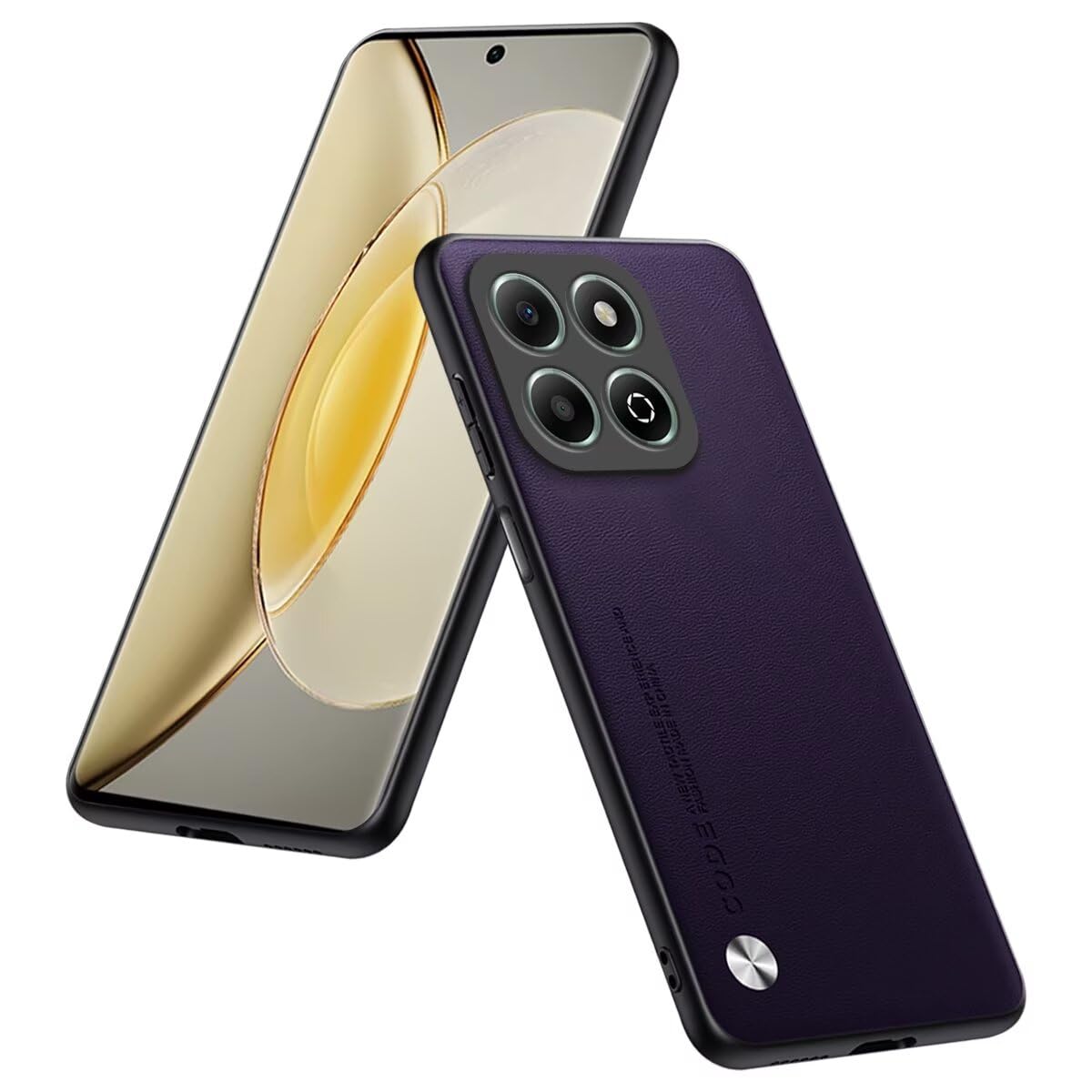 HULLIN Phone Case Compatible With HONOR X6b (4G) (6.56"), Protective Cover In PU Leather - Dark Purple