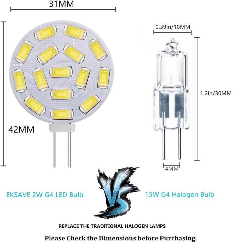 AHEVO G4 3W LED Light Bulbs, Equivalent to 20-30W Halogen Lamps, G4 Base AC/DC 12V,300 LM, 120°Flood Beam, Recessed Lighting - Image 3