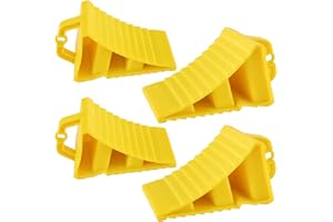 Jade Butterfly 4 Pack Wheel Chocks for RV Trailers, Non-Slip Heavy Duty Camper Wheel Chock with Handle for Easy Removal & Fit Most Tires, Lightweight Wheel Stoppers for Cars Campers Trucks RVs, Yellow