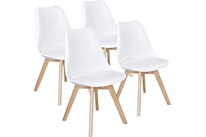 Yaheetech Dining Chairs Set of 4 Accent Chair with Beech Wood Legs, White, 4PCS