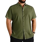 Runcati Mens Big and Tall Shirts Button Down Short Sleeve Plus Size Shirt Casual Summer Beach Vacation Tops