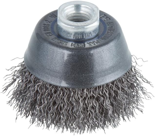 wolfcraft steel wire cup brush for angle grinders diameter 70 mm I Rust removal & cleaning I Crimped steel wire M14 thread for preparing soldering and welding jobs