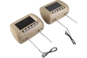 Acouto Headrest Player 7in Screen 2pcs Rear Seat Entertainment Car Headrest HD LCD Video Player Control MP5 Display Brown