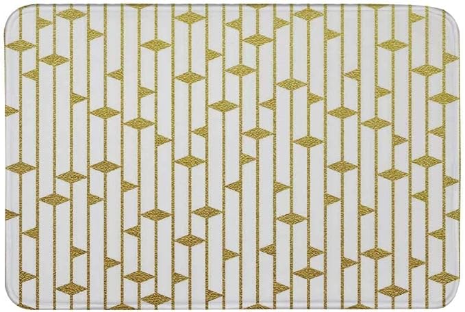Kinhevao Alfombrilla Antideslizante Dorada y Blanca, triángulos