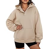 onlypuff Women Essential Hoodies Pullover Sweatshirt Long Sleeve Kangaroo Pocket Fleece Basic Sweater