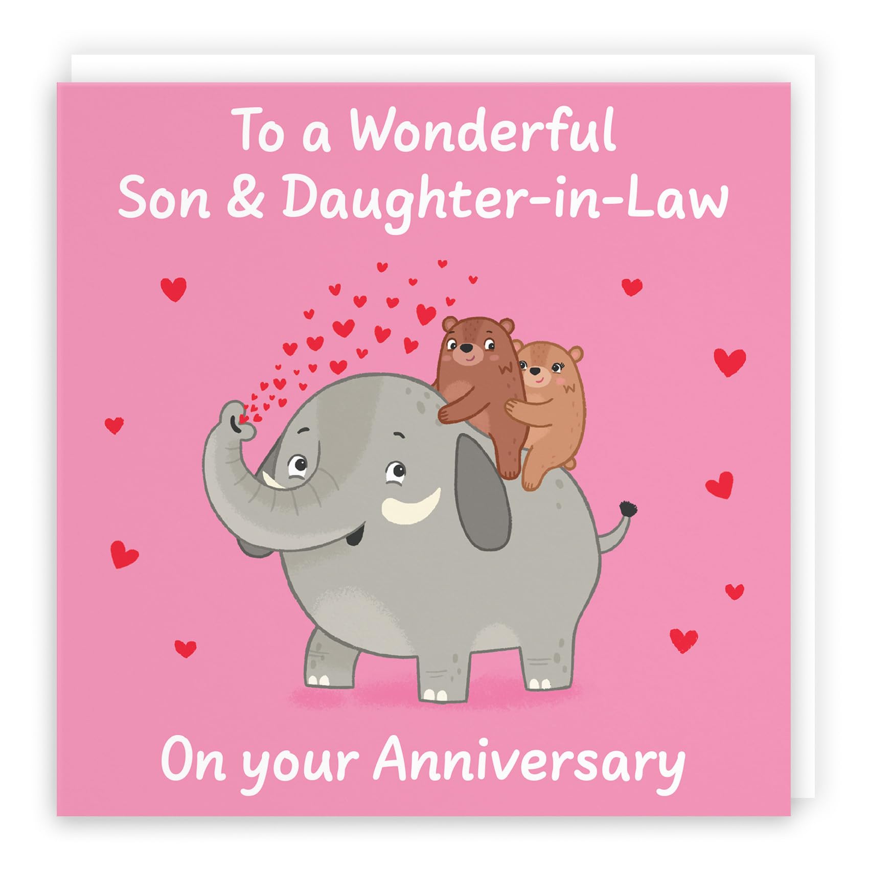 Hunts England - Cute Elephant Love Son And Daughter In Law Anniversary Card - Fun Bears Anniversary Card For Son And Daughter-in-Law - Love Story Collection