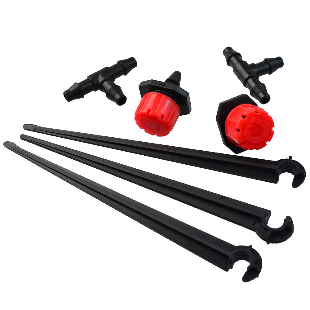 Mifengdaer 94pcs/set Adjustable Micro Irrigation Kit Dripworks Watering Irrigation System Automatic Garden Irrigation Kit Misting Cooling System DIY Patio Watering Kit for Large Garden, Grass, Lawn, Outdoor Plant, Yard, Landscape, Tree 984\