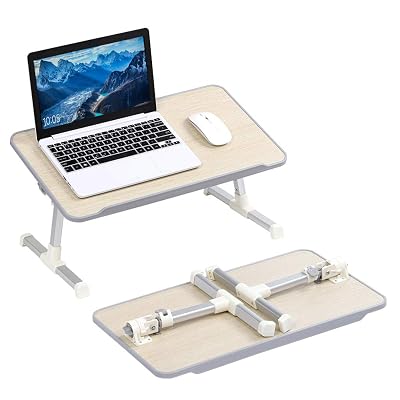 Plateau Pour Ordinateur Portable – En MDF Gris, Avec Tapis De Souris Et Support Téléphone, Design Ergonomique