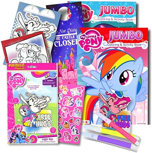 My Little Pony Coloring Book Bundle with 2 My Little Pony Coloring Books, My Little Pony Stickers, Markers &amp; Specialty Door Hanger