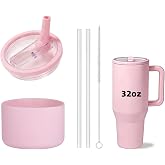 Set Replacement Lid Compatible with 32oz HydroJug Traveler Plus Slicone Boot and Straw Replacement Fit forHydrojug Bottles (Pink, 32oz)